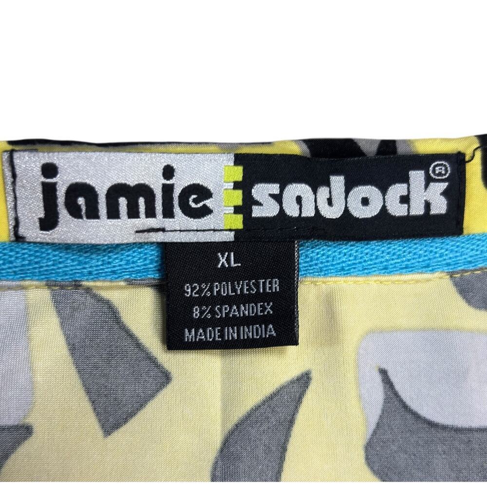 Jamie Saddock Golf Top Size XL Yellow Black Sleeveless Abstract Pickleball Golf - Picture 8 of 11